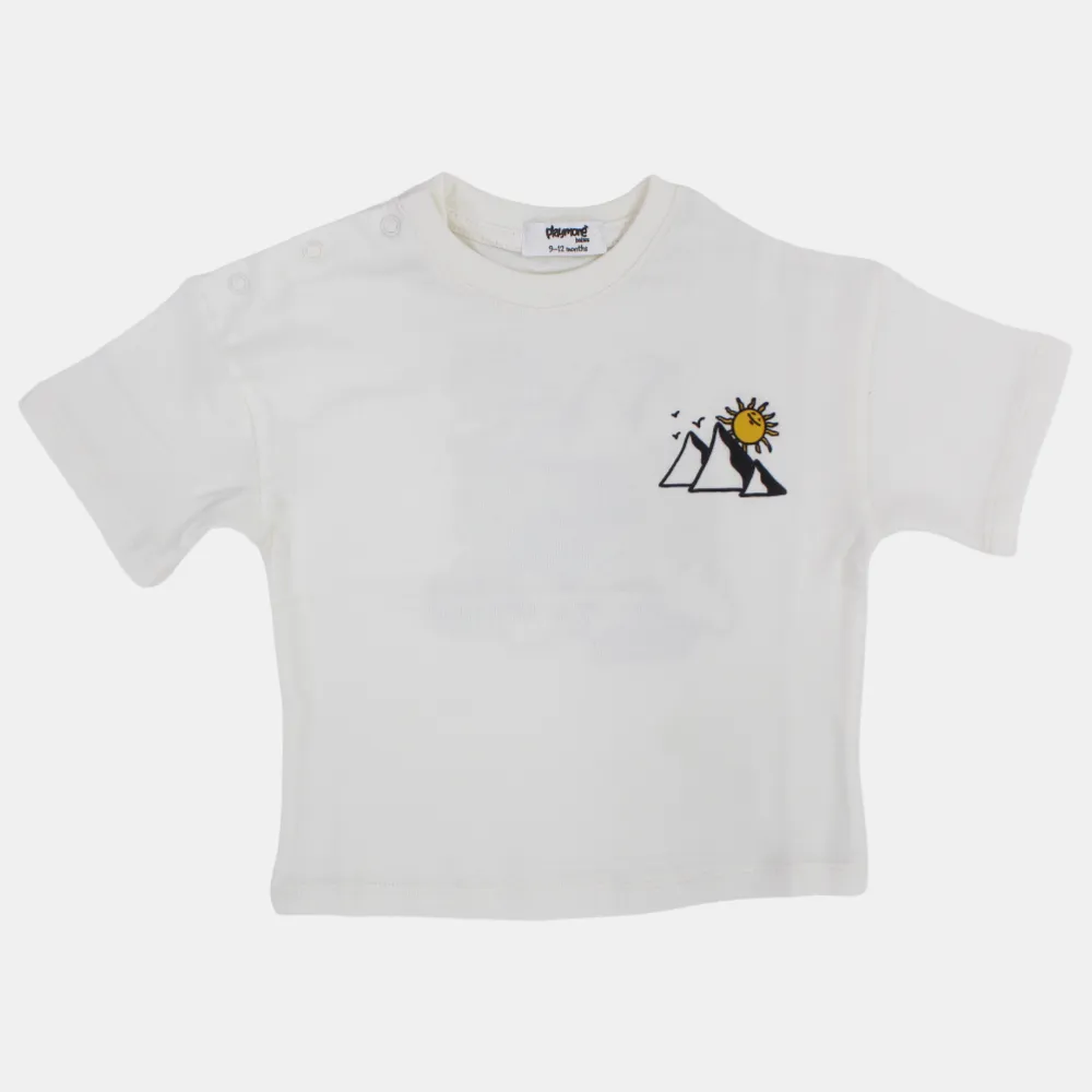 Unisex Baby Off-white Pyramids Cotton T-Shirt