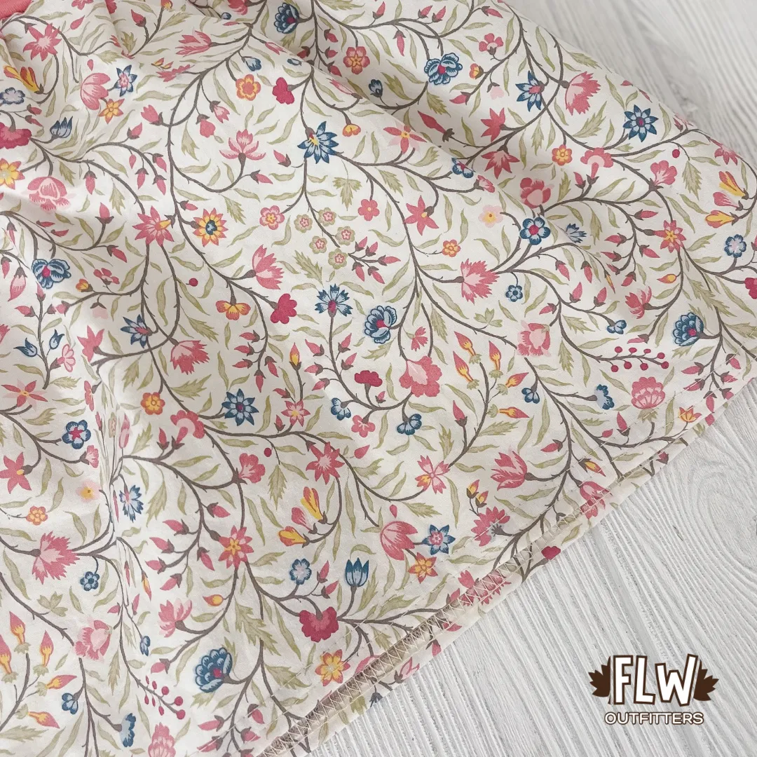 Upcycled Dress 18m-4T Blue & Coral Floral (A)