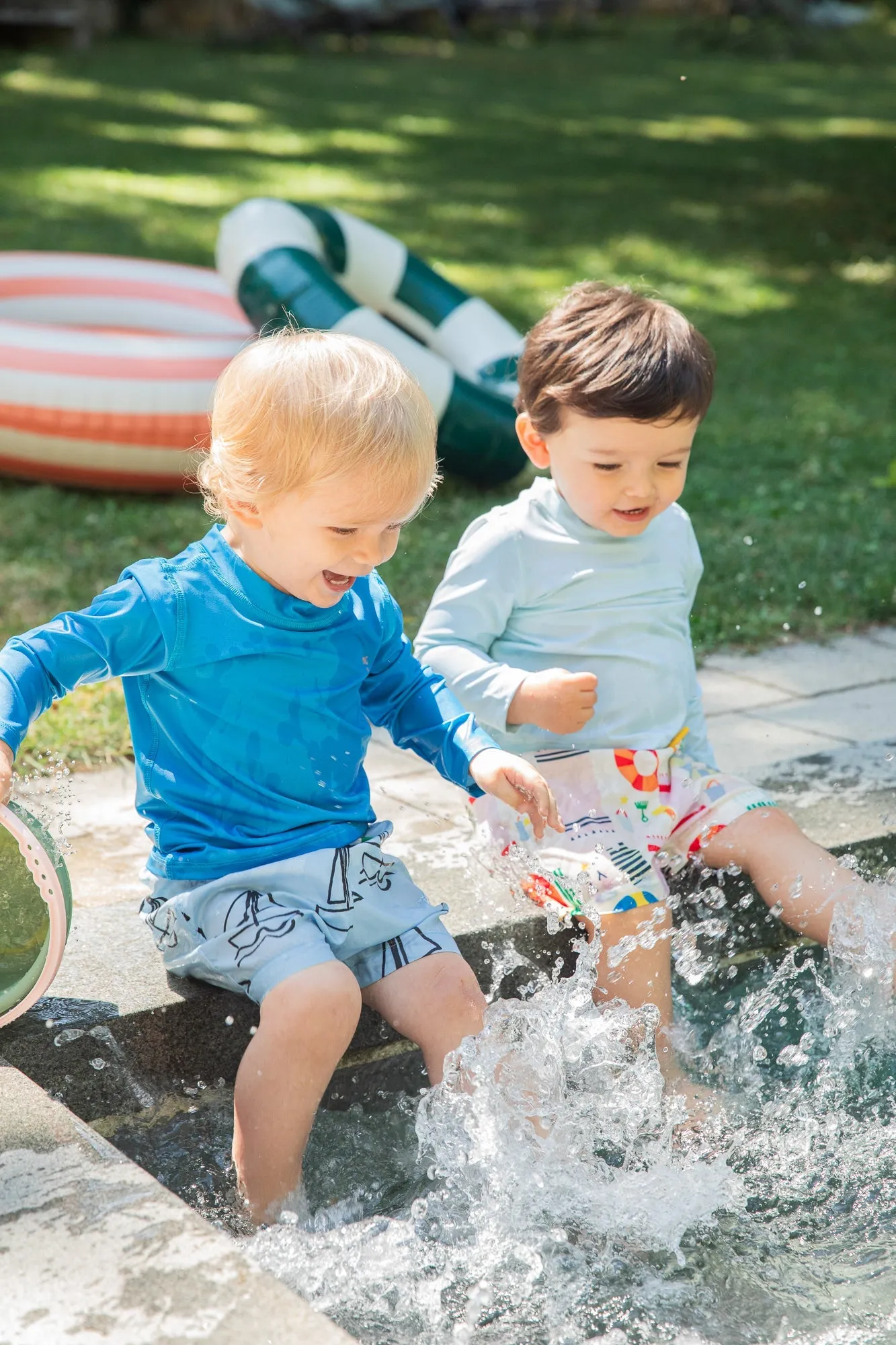 Upf 50  Recycled Fishing Net Sailboats Baby Swim Trunk