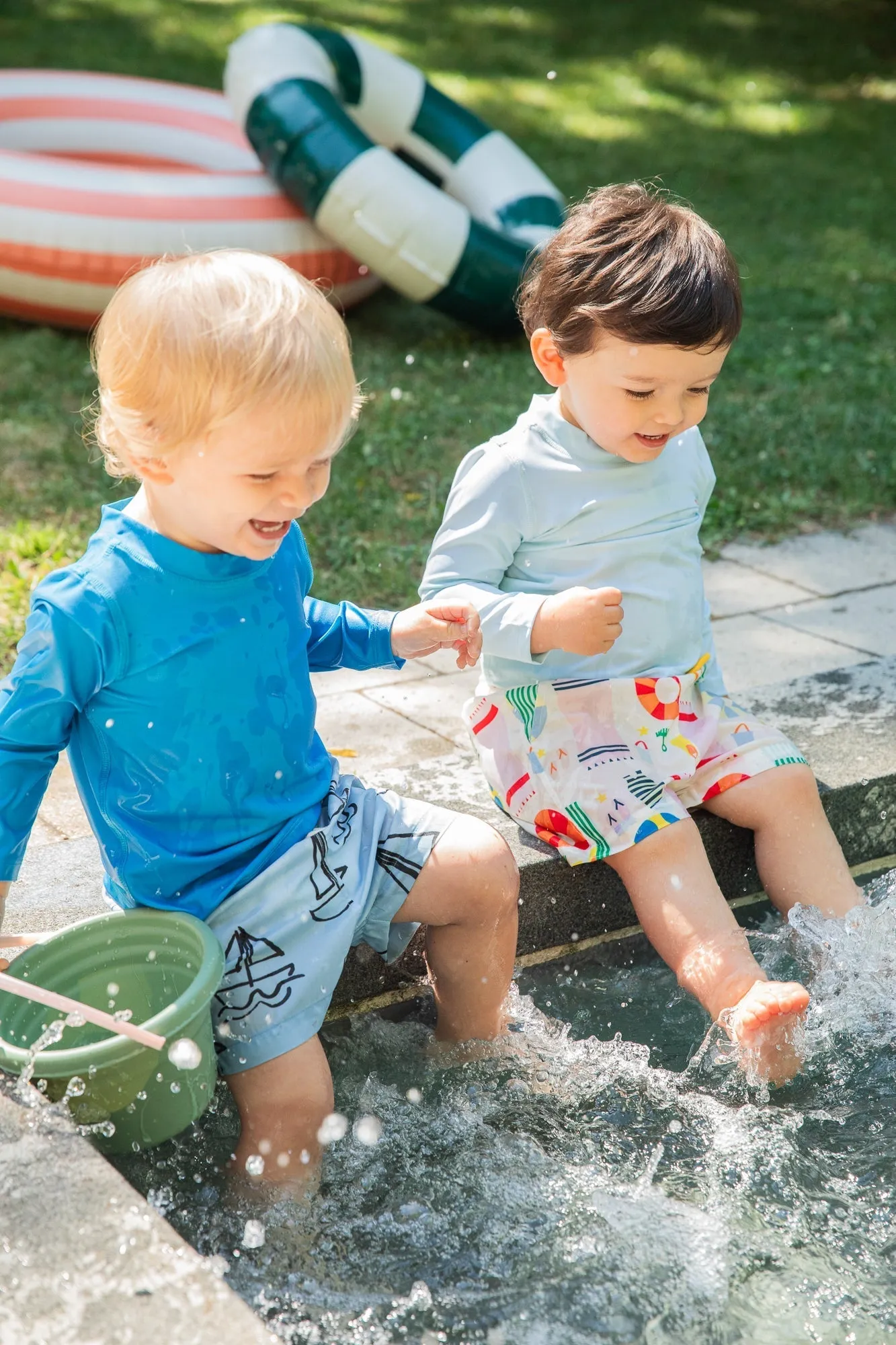 Upf 50  Recycled Fishing Net Sailboats Baby Swim Trunk
