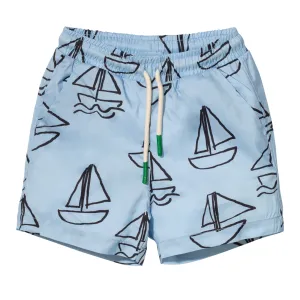 Upf 50  Recycled Fishing Net Sailboats Baby Swim Trunk