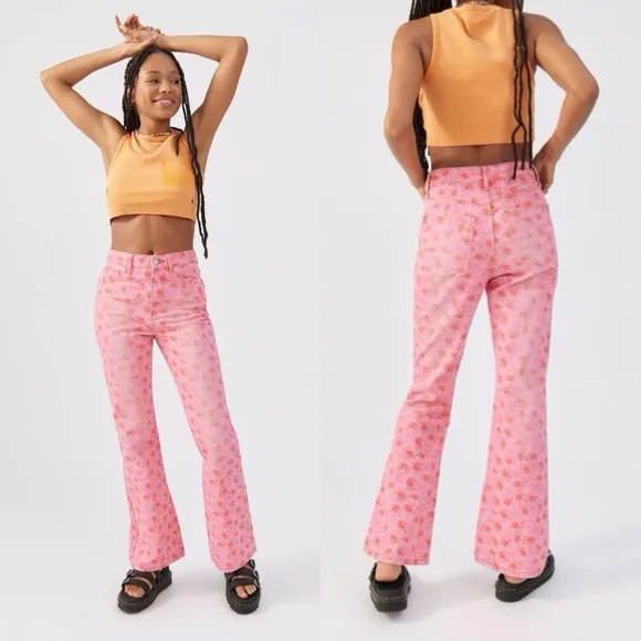 Urban Outfitters / BDG High-Waisted High Rise Flare Jean Painted Floral