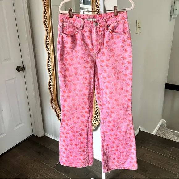 Urban Outfitters / BDG High-Waisted High Rise Flare Jean Painted Floral