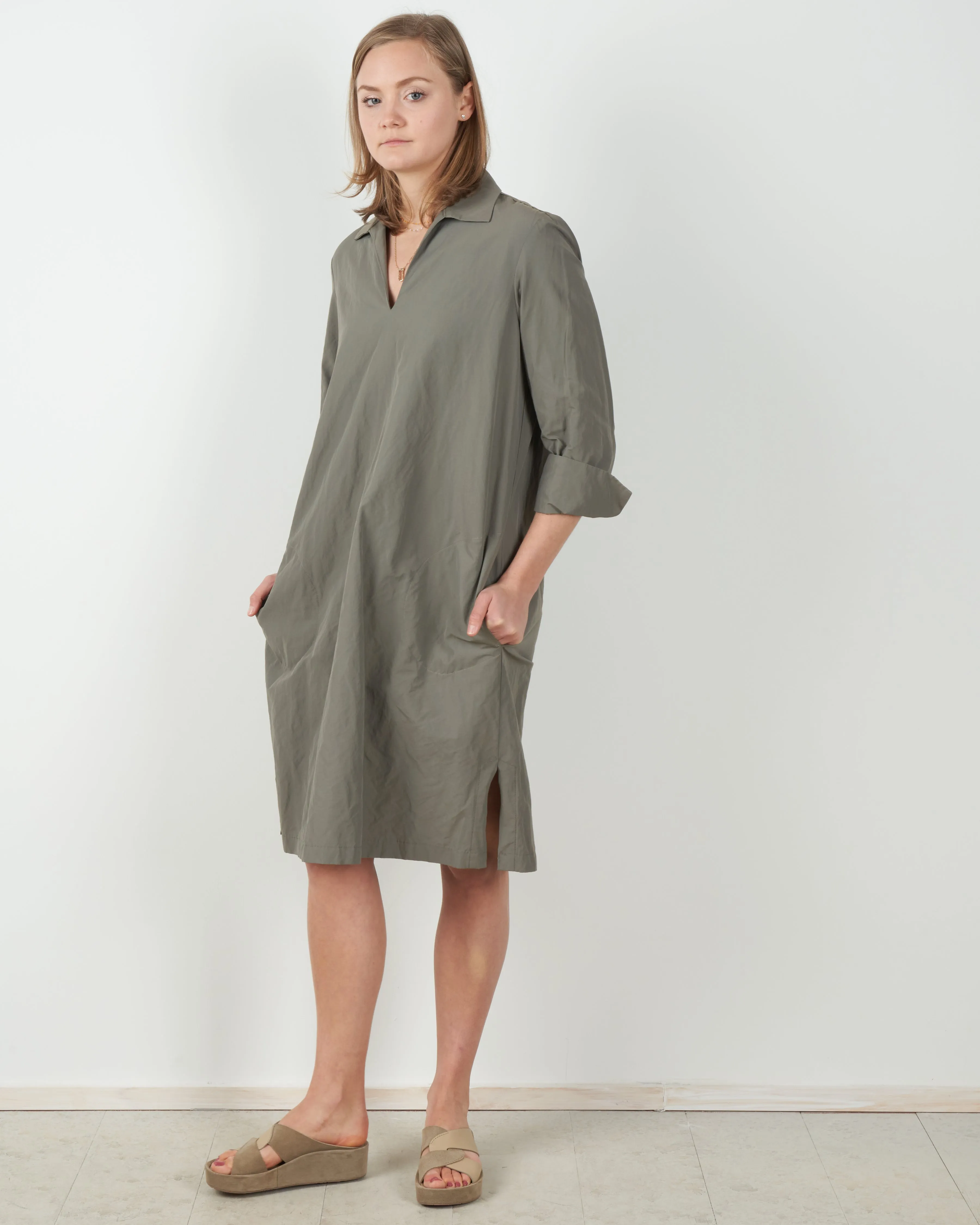 v-neck dress - olive