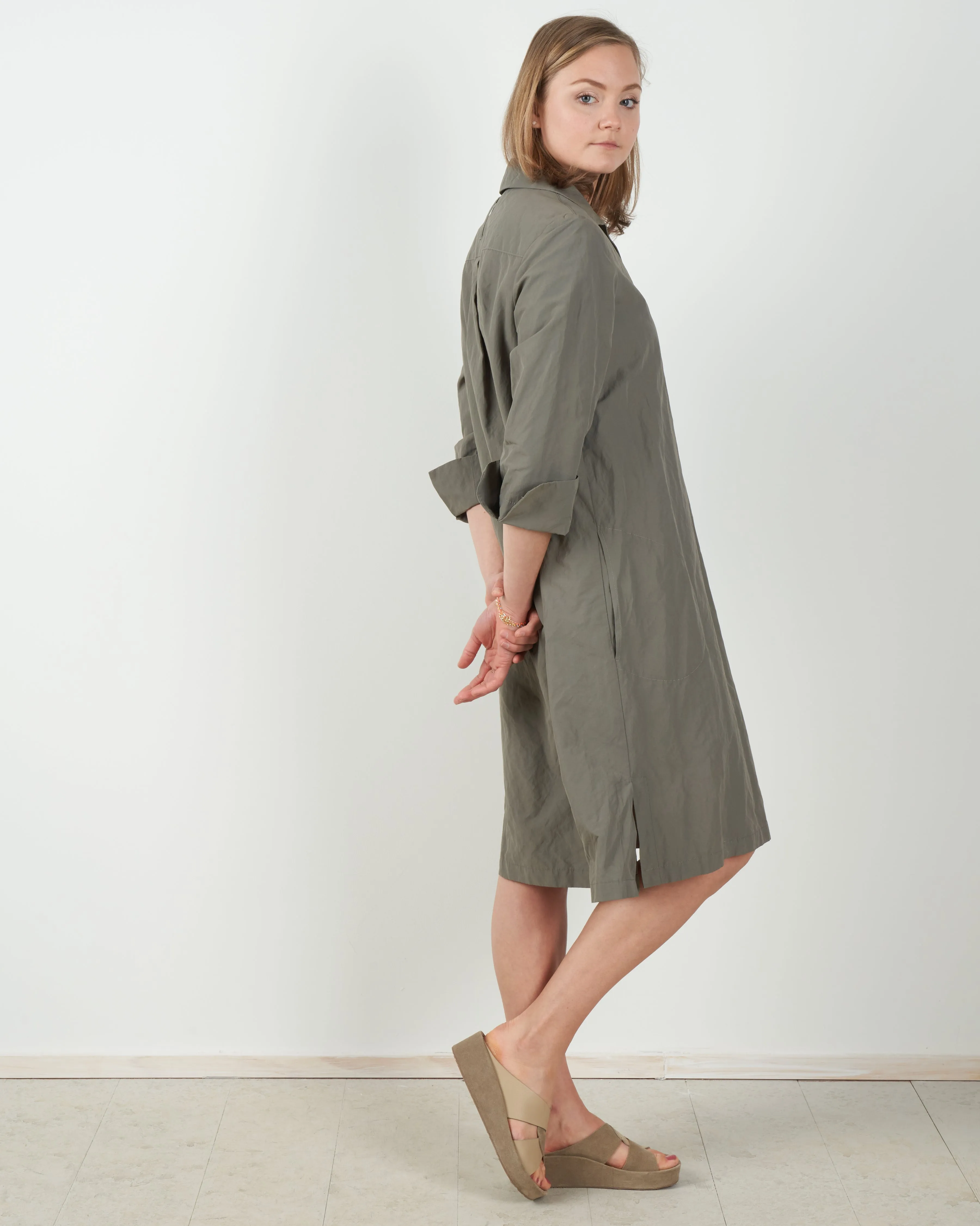 v-neck dress - olive