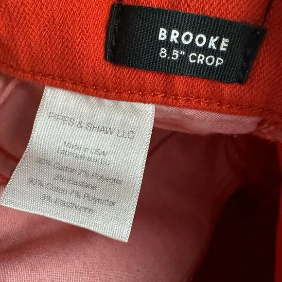 Veronica Beard Brooke Stretch 8.5 inch Crop Jeans in Neon Red Womens Size 24