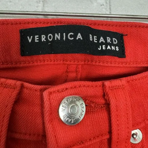 Veronica Beard Brooke Stretch 8.5 inch Crop Jeans in Neon Red Womens Size 24