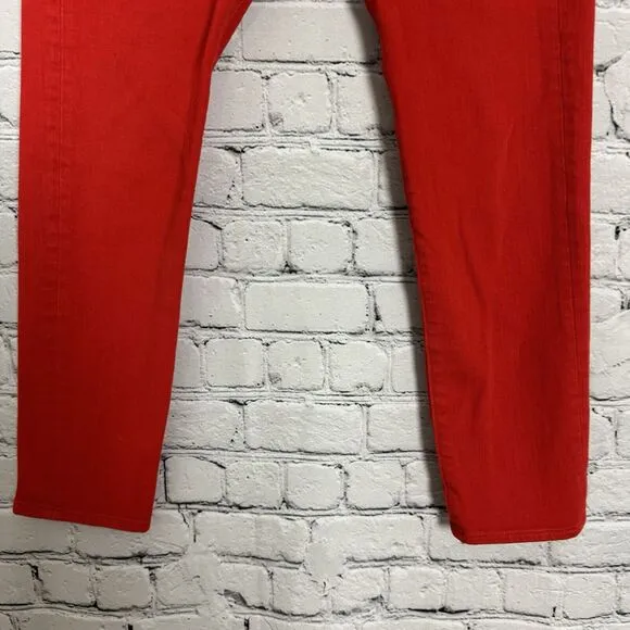 Veronica Beard Brooke Stretch 8.5 inch Crop Jeans in Neon Red Womens Size 24