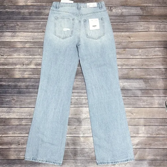Vervet Impulsive Light Wash Distressed Leslie 90s Vintage Flare Jeans 28 New