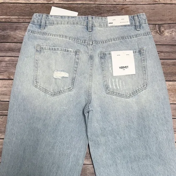 Vervet Impulsive Light Wash Distressed Leslie 90s Vintage Flare Jeans 28 New