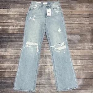 Vervet Impulsive Light Wash Distressed Leslie 90s Vintage Flare Jeans 28 New