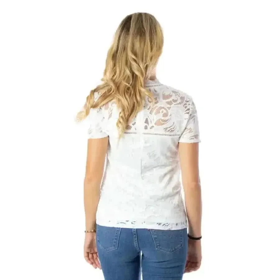 Vila Clothes Women's White T-Shirt with Playful Print