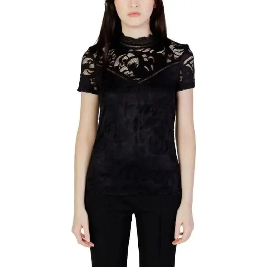 Vila Clothes Women's White T-Shirt with Playful Print