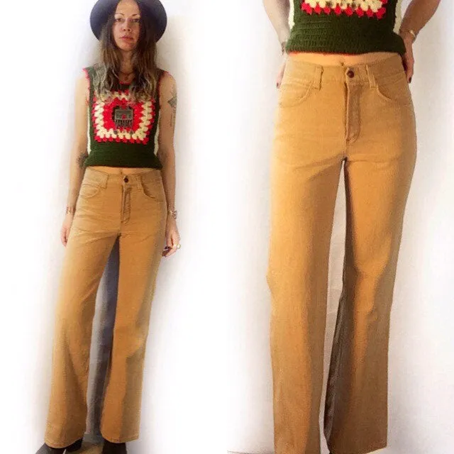 Vintage 70s 80s Mid rise boot cut jeans // hi rise denim