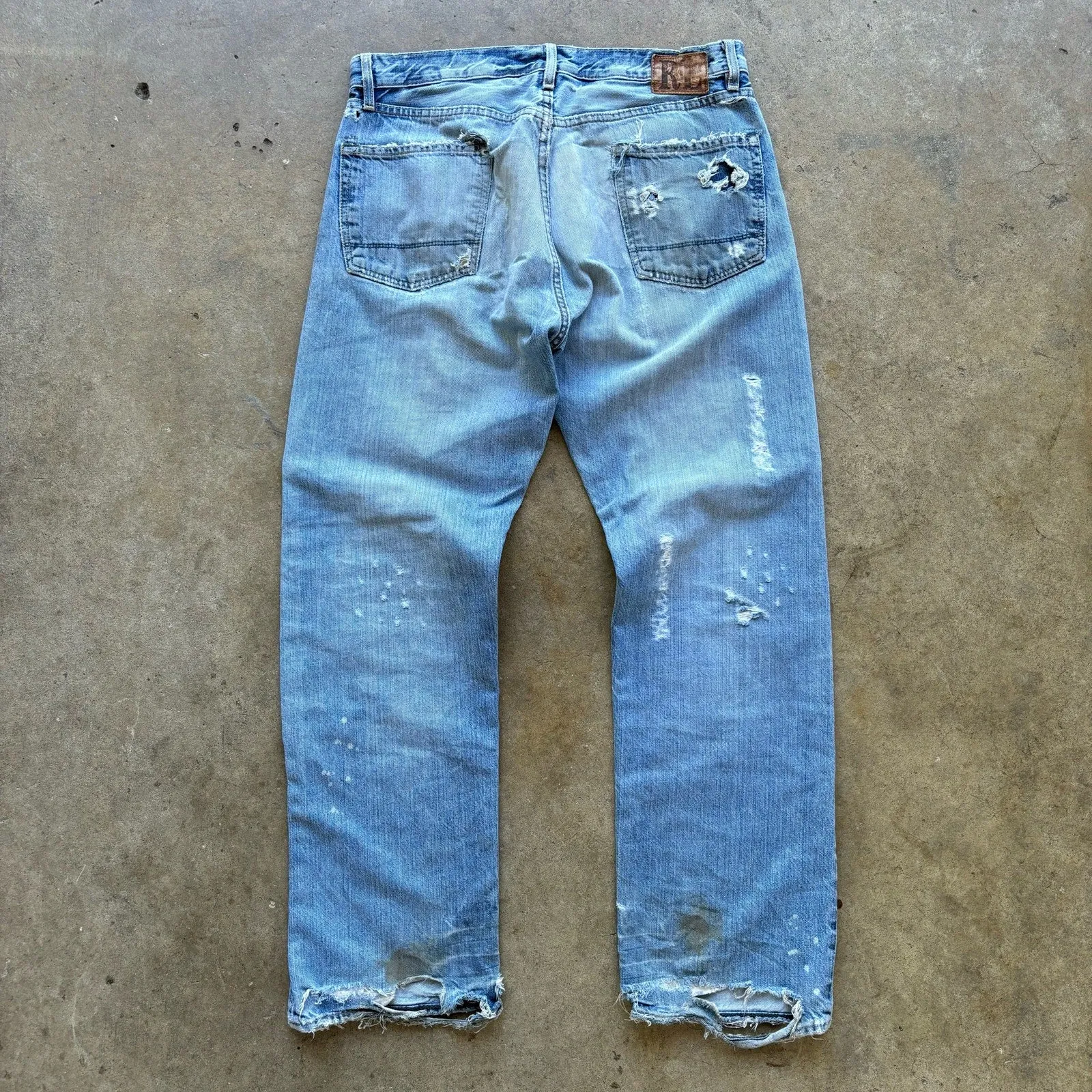 Vintage 90's Ralph Lauren Distressed light was jeans size 34x32