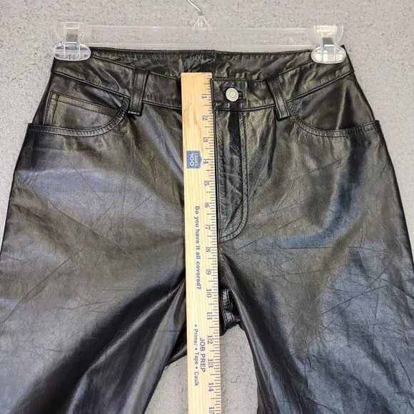 Vintage Gap Leather Jeans Women's Size‎ 6 Black Straight Leg High-Rise Pants