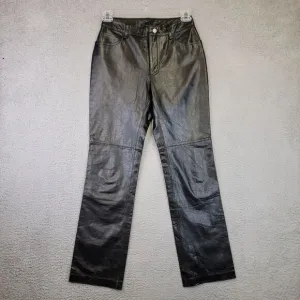 Vintage Gap Leather Jeans Women's Size‎ 6 Black Straight Leg High-Rise Pants