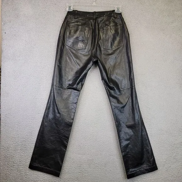 Vintage Gap Leather Jeans Women's Size‎ 6 Black Straight Leg High-Rise Pants