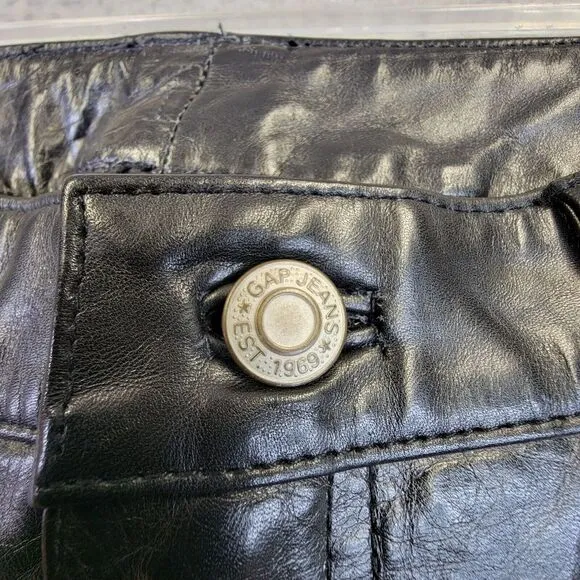 Vintage Gap Leather Jeans Women's Size‎ 6 Black Straight Leg High-Rise Pants