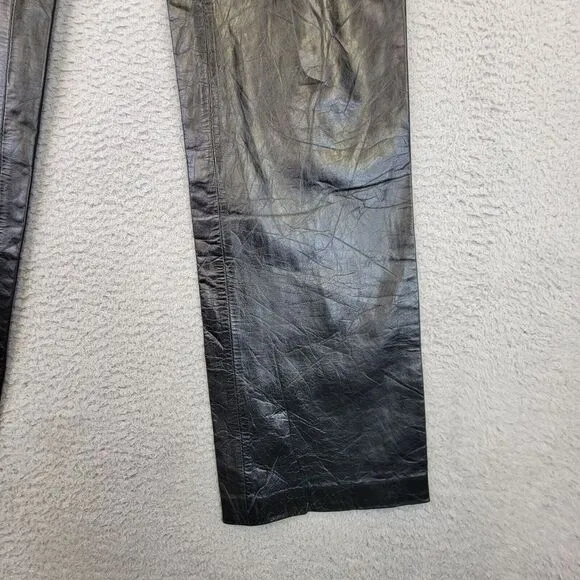 Vintage Gap Leather Jeans Women's Size‎ 6 Black Straight Leg High-Rise Pants