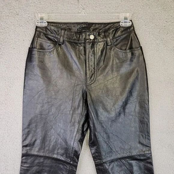 Vintage Gap Leather Jeans Women's Size‎ 6 Black Straight Leg High-Rise Pants