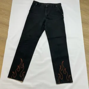 Vintage Harley Davidson Embroidered Flame Jeans Rare