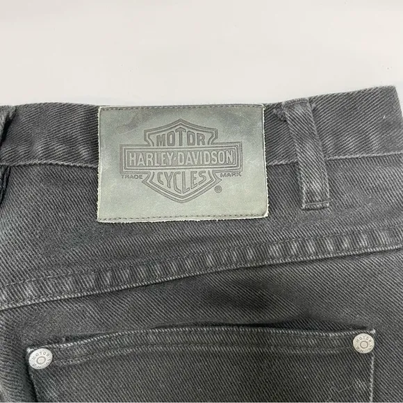 Vintage Harley Davidson Embroidered Flame Jeans Rare