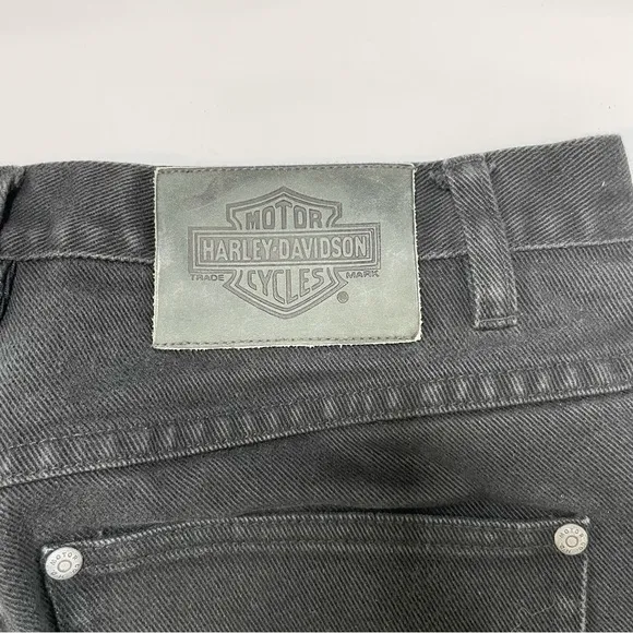 Vintage Harley Davidson Embroidered Flame Jeans Rare