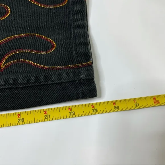 Vintage Harley Davidson Embroidered Flame Jeans Rare