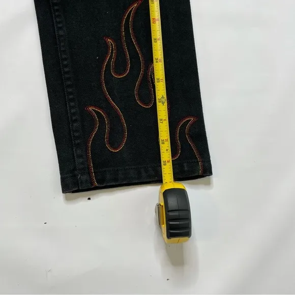 Vintage Harley Davidson Embroidered Flame Jeans Rare