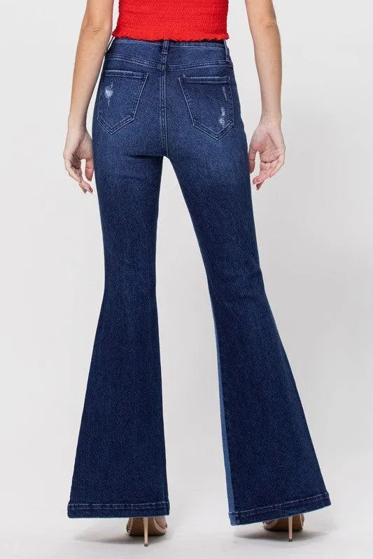 vintage-inspired high-rise jeans two tone