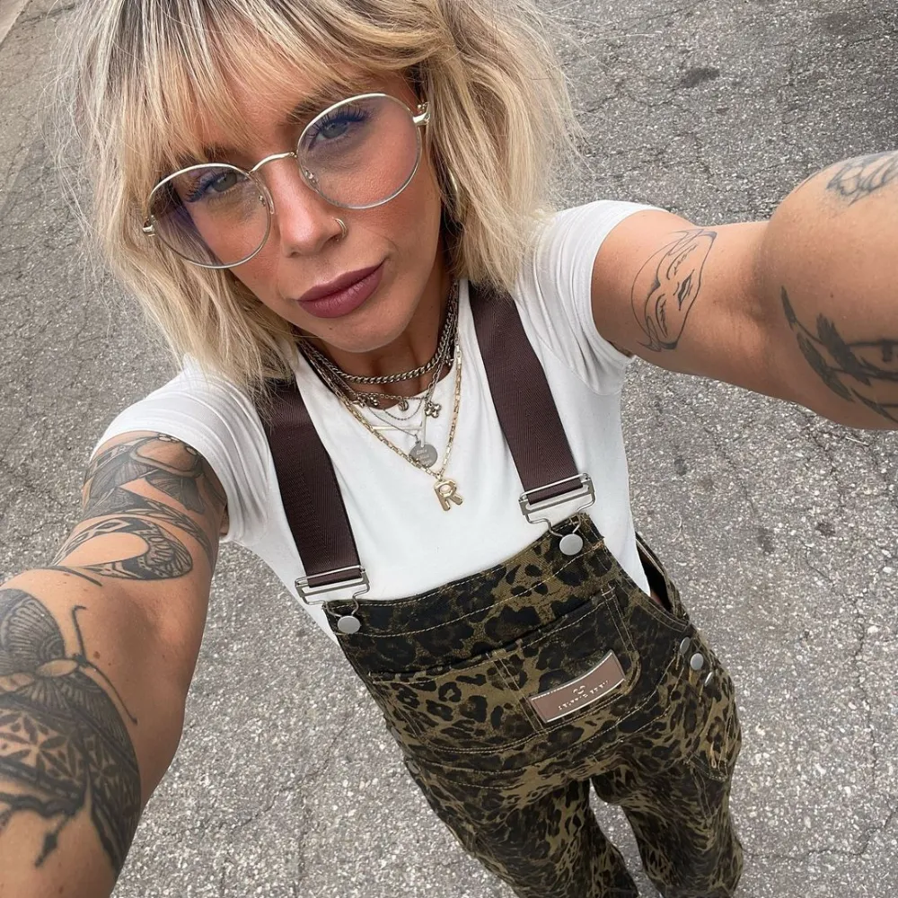 Vintage Leopard Print Strap Jeans