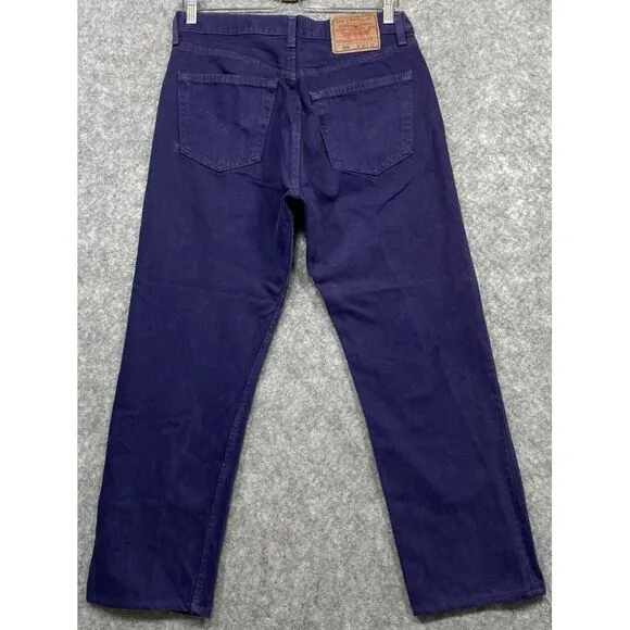 Vintage Levis 501 Womens Jeans Straight Denim Button Fly Made USA Purple 30x26