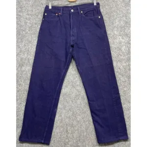 Vintage Levis 501 Womens Jeans Straight Denim Button Fly Made USA Purple 30x26