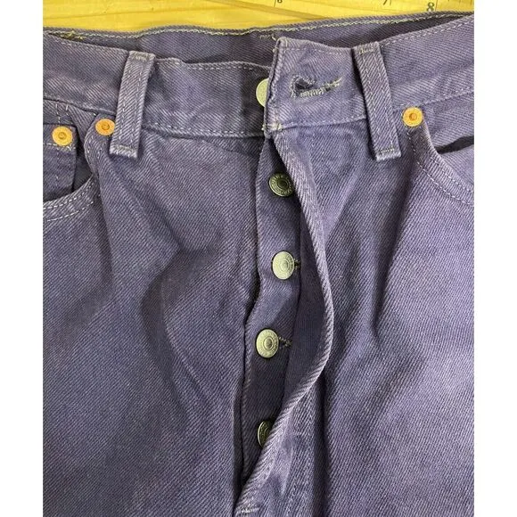 Vintage Levis 501 Womens Jeans Straight Denim Button Fly Made USA Purple 30x26