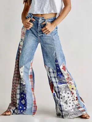 Vintage Patchwork Flare Jeans