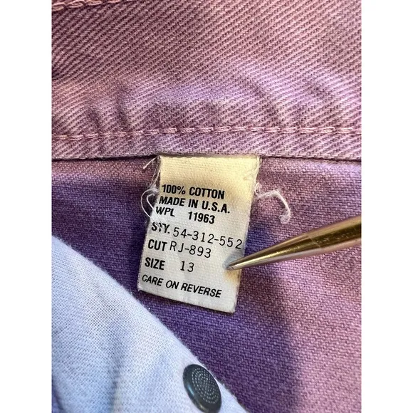 Vintage Roper Purple Denim Size 13 Women’s Western Jeans Made In USA