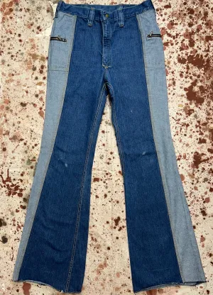 Vintage USA 1970's Lee Two-Tone Talon Zip Reversible Denim Jeans (JYJ1024-350)