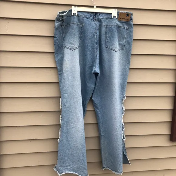 Vintage Y2K cut out studdded wide leg jeans plus size 24