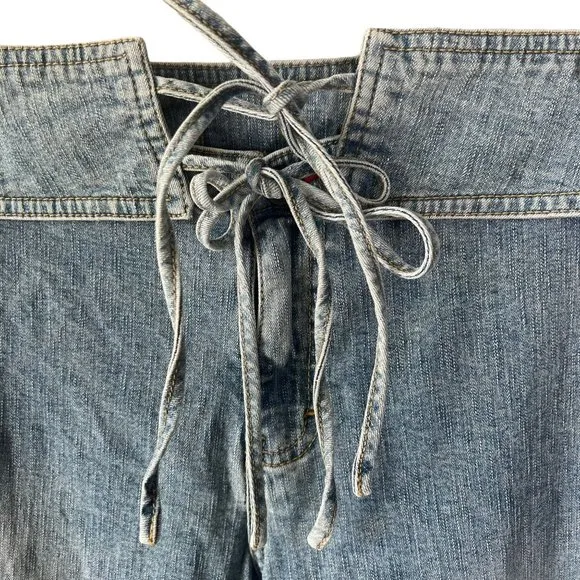 Vintage Y2K Tommy Jeans Blue Light Wash Belted Flare Leg Jeans 11