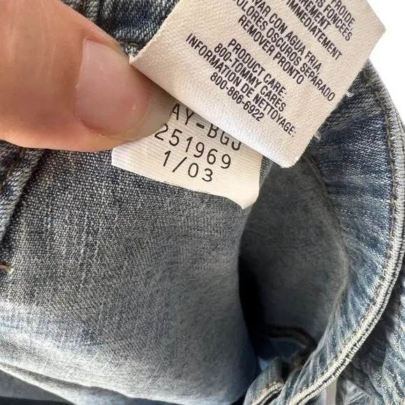 Vintage Y2K Tommy Jeans Blue Light Wash Belted Flare Leg Jeans 11