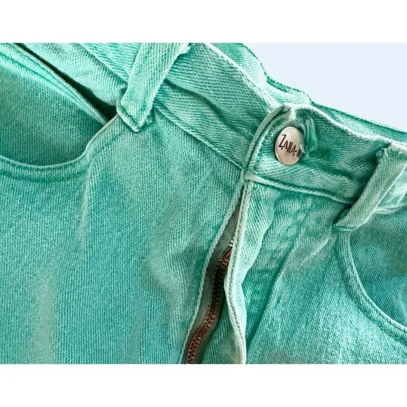 Vintage ZANA DI Green Denim Jeans 80s 90s Straight Hi Rise Sz 24