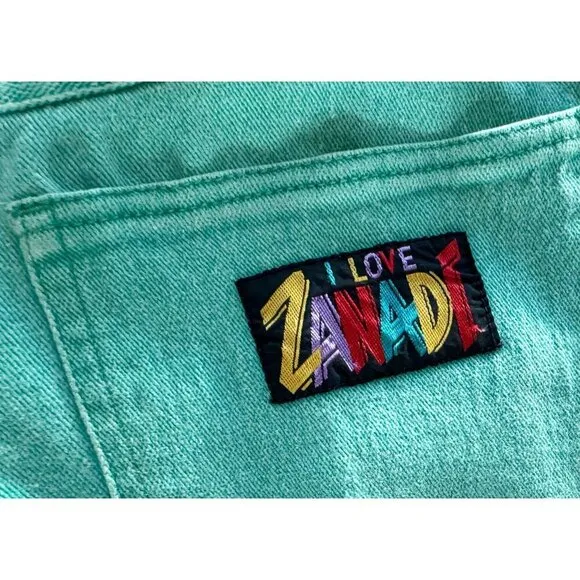 Vintage ZANA DI Green Denim Jeans 80s 90s Straight Hi Rise Sz 24