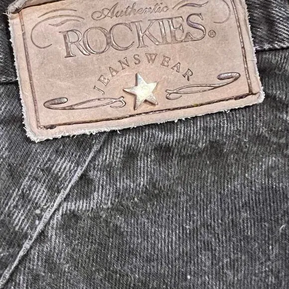 VTG Rocky Mountain Rockies Women’s Jeans Size 29 / 9 Black Bareback Rivets Studs