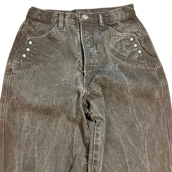 VTG Rocky Mountain Rockies Women’s Jeans Size 29 / 9 Black Bareback Rivets Studs