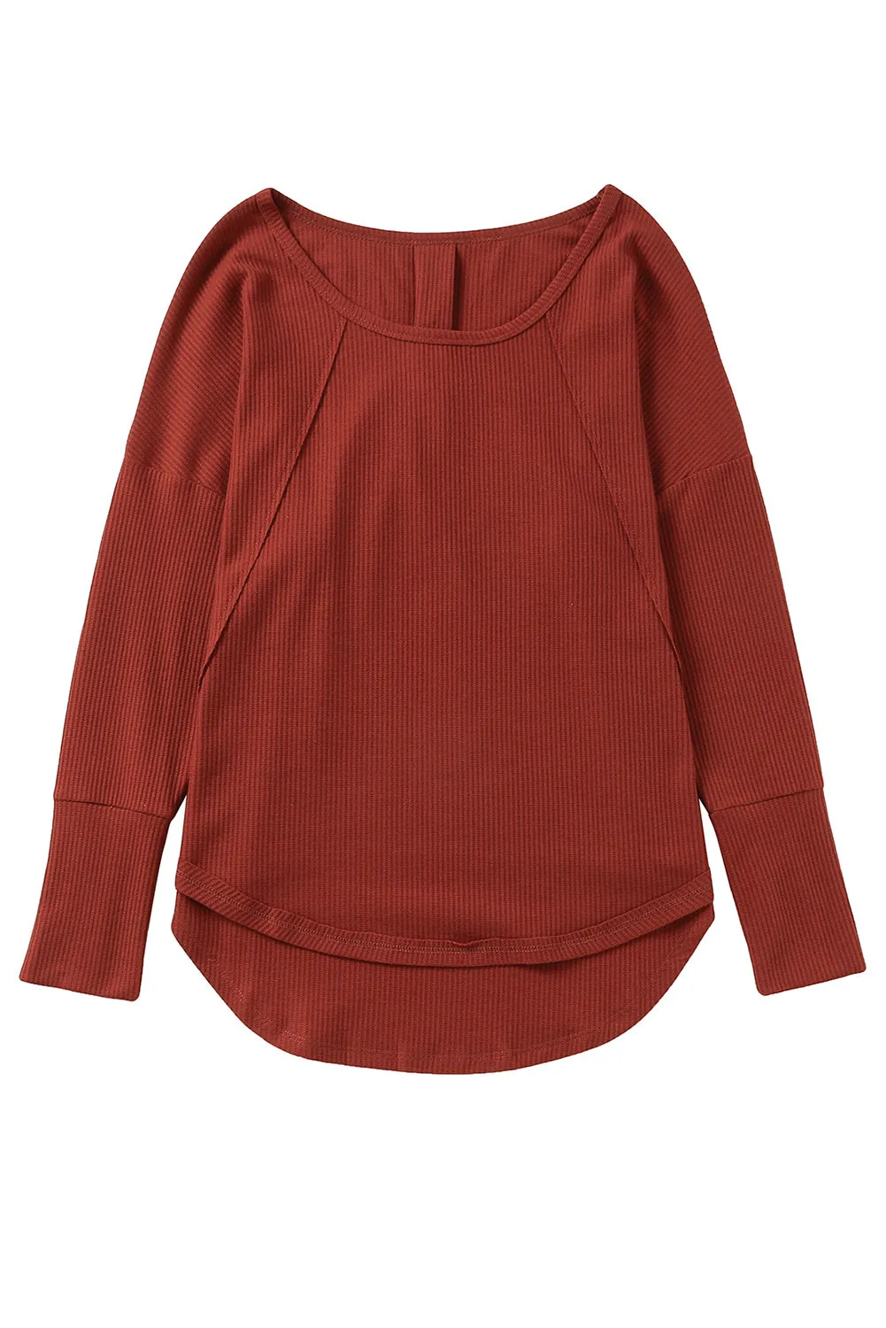Waffle Knit Splicing Buttons Long Sleeve Top