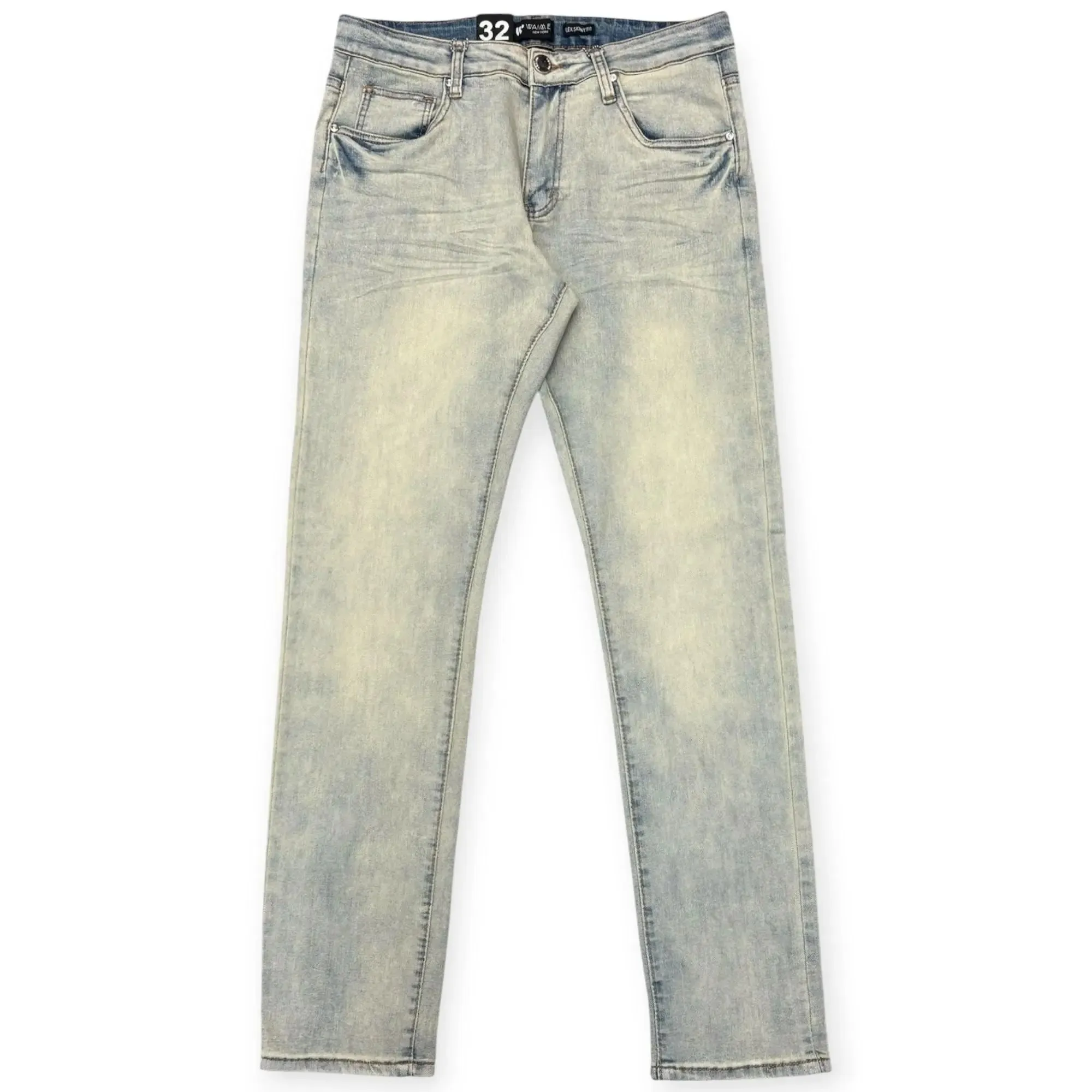 WaiMea Men 5 Pocket Basic Flex Skinny Jeans (Bleach Wash)