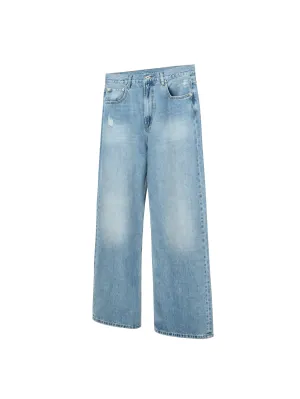 Washed Ice Blue Faded Bootcut Jeans
