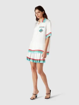 White Casa Way World Series Pleated Silk Skirt