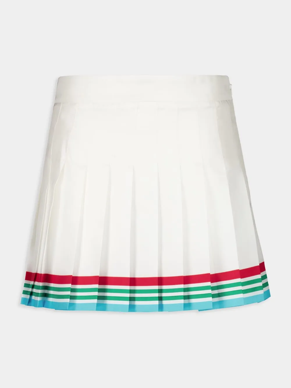White Casa Way World Series Pleated Silk Skirt